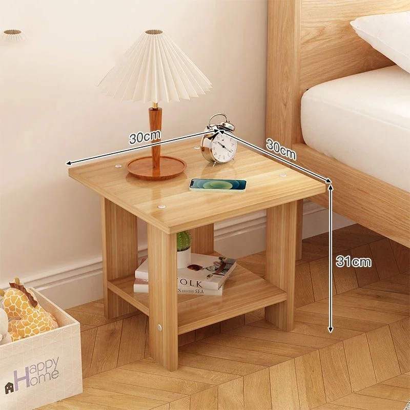 Mesita de noche sencilla, mesitas de noche de madera maciza, mesa de noche de doble capa, sofá para sala de estar, mesa auxiliar, muebles modernos para dormitorio y hogar