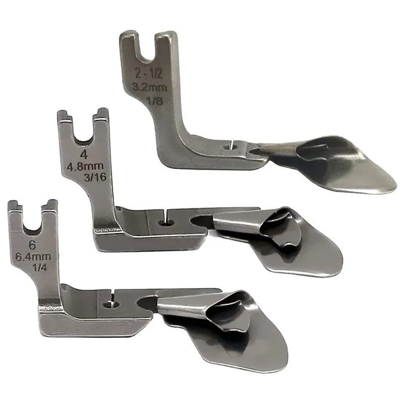 3Pc Hem Pull Tube Silk Chiffon Skirt Crimping Presser Foot 1/8Inch+3/16Inch+1/4Inch