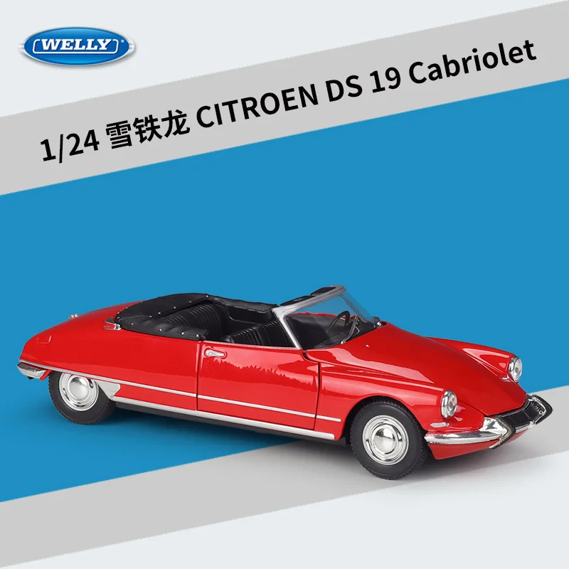 

Welly Diecast 1:24 Scale Car Classic Vintage Car CITROEN DS 19 Cabriolet Metal Model Car Alloy Toy Car For Kids Gift Collection