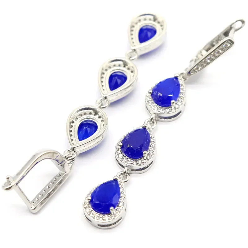 8g Real 925 SOLID STERLING SILVER Earrings Alexandrite Topaz Changing Zultanite Sapphire White CZ Woman's Wedding Polished Shiny