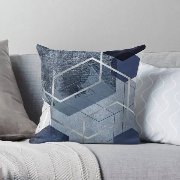 

Blue And Grey Geo Printing Throw Pillow Cover Car Soft Wedding Hotel Fashion Sofa Cushion Throw Pillows not include One Side