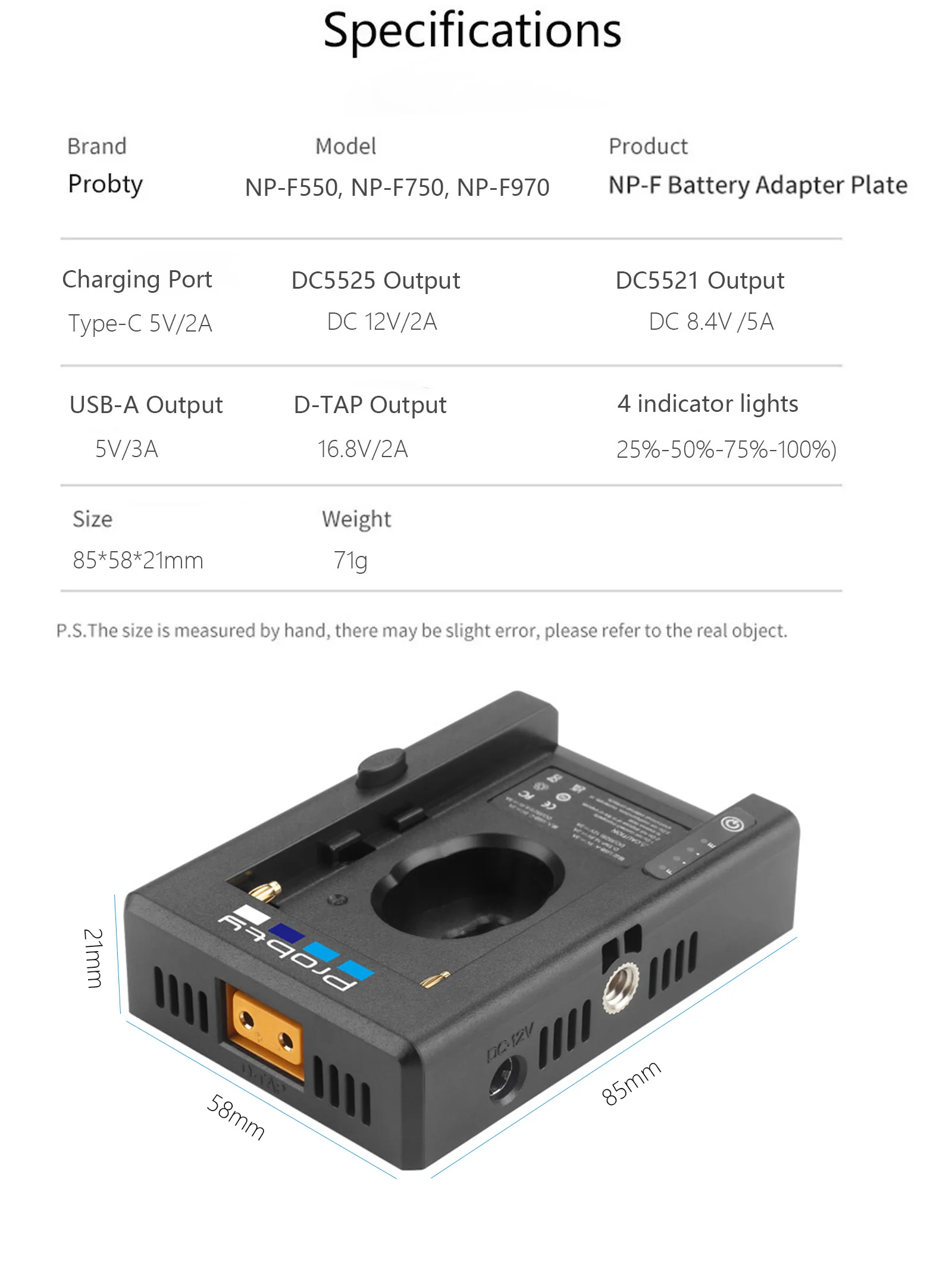 Battery Charger Adapter For NP-F550 F750 F970 For BMPCC 4K 6K DSLR ILDC