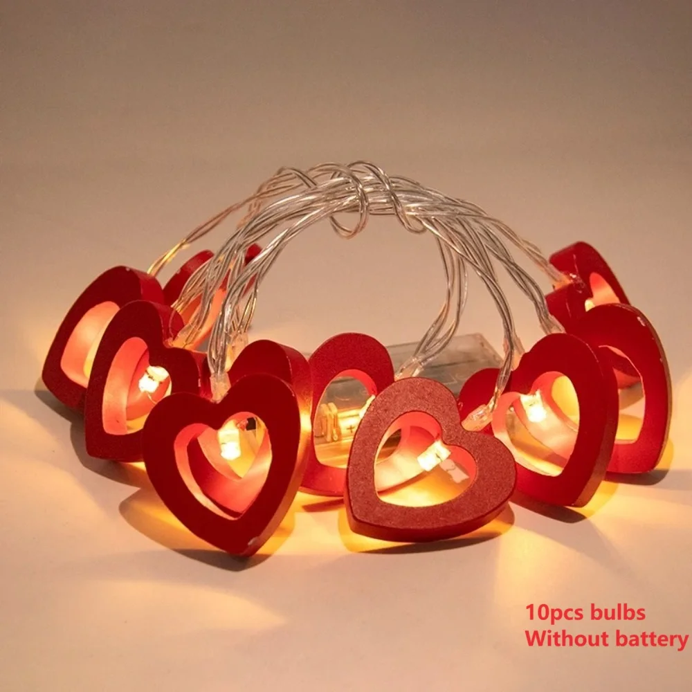 10pcs Love LED String Lights Suitable For Valentine's Day Wedding Christmas Garden Bedroom Party Decoration Without Battery 6