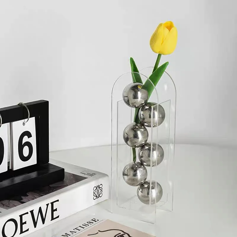 

Acrylic Vase Modern Transparent Flower Vase Living Room Restaurant Decor Ornaments Small Vase Creativity Home Decor