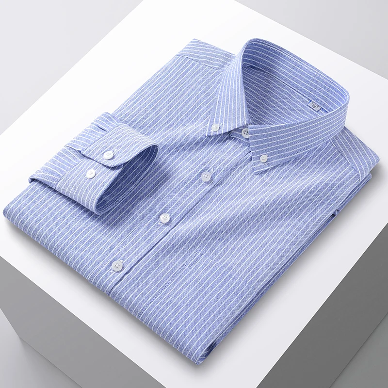 Cotton Men Casual Long Sleeve Shirt Spring Autumn 5XL