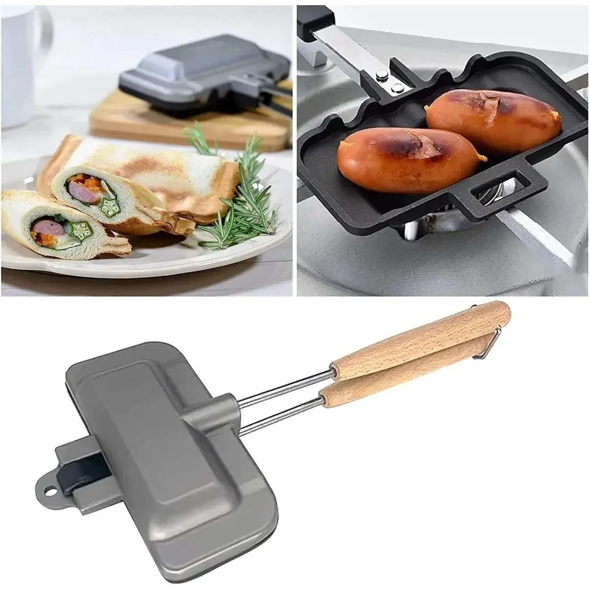Breakfast Sandwich Maker, 4w1h sandwich maker, hot dog toaster,press bakeware nonstick frying pan pancake pan cooker with removable handle for breakfast pancakes, omelets, frittatas and toast (C-1) 1