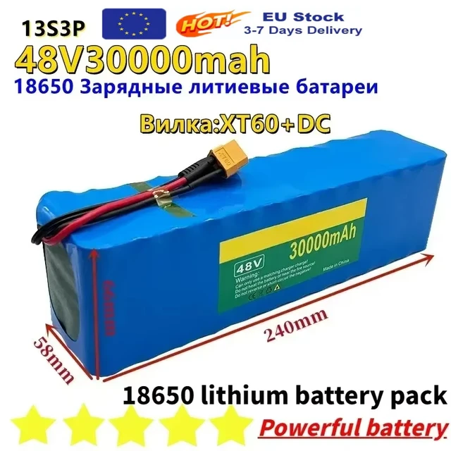 Nouveau 13S3P 48v 30Ah batterie Lithium-Ion 48v 30000mah 1000w pour 54.6v batterie électrique puissante avec BMS 1