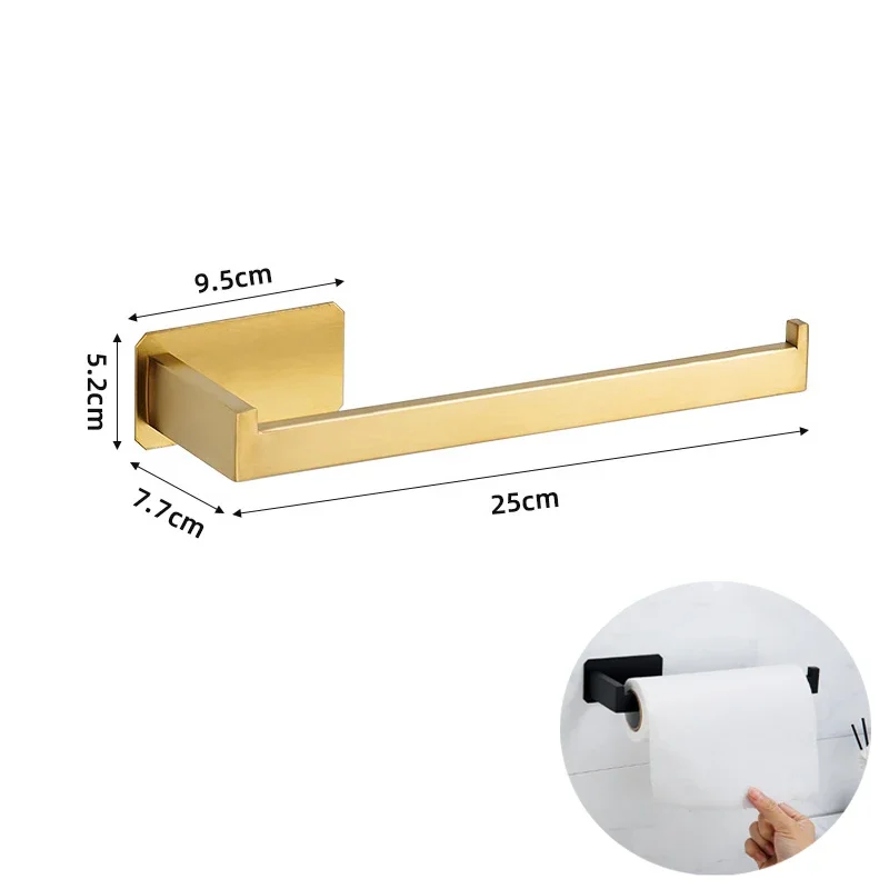 Description Picture 6 of itemSelf-adhesive Golden Bathroom Hardware Accessories Set Stainless Steel Toilet Paper Holder Towel Bar Hook Bathroom Accessories