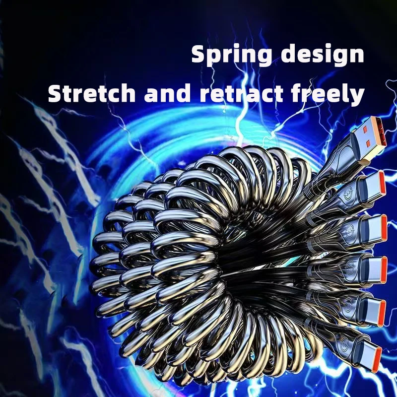 كابل بيانات زنبركي من النوع C مثبت على السيارة، كا...