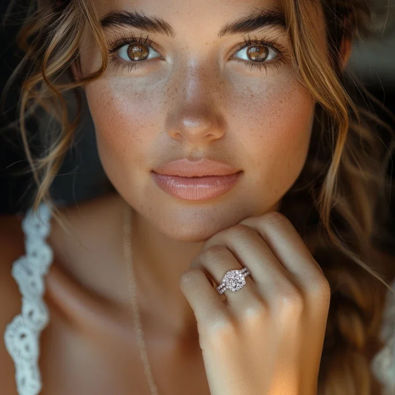 All Moissanite S925 Silver Wedding Ring Sets for Women Main Stone 1.0ct Round Cut D Color GRA Certificate