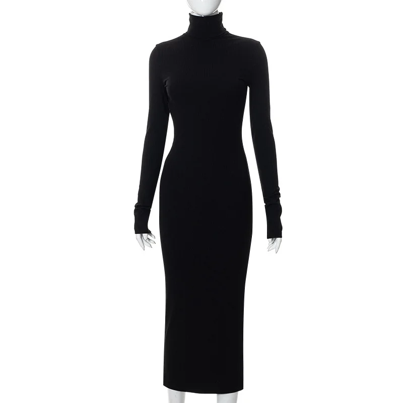 Elegant Maternity Turtleneck Maxi Dress
