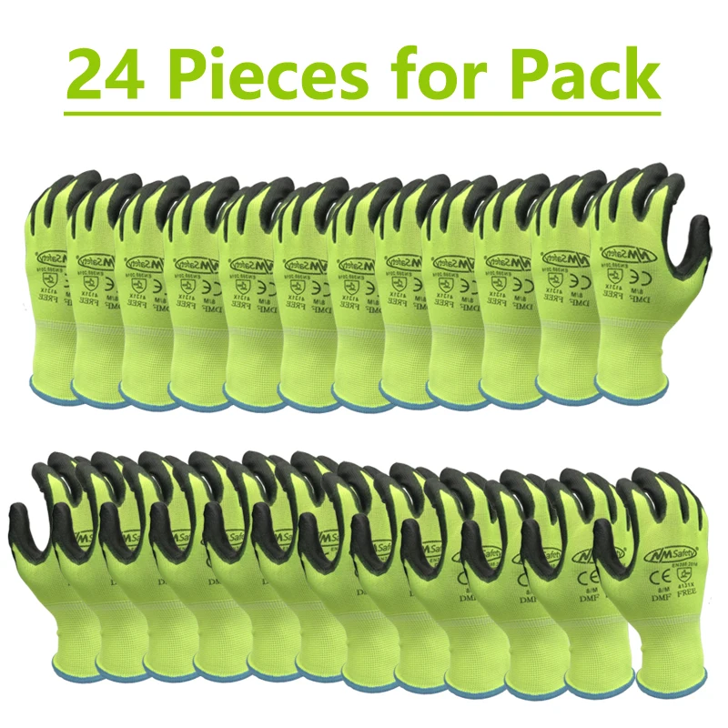 Mechanic Work Glove With PU Rubber Palm Coated General Purpose Gloves 12 Pairs EN388 4131X work gloves protective gloves