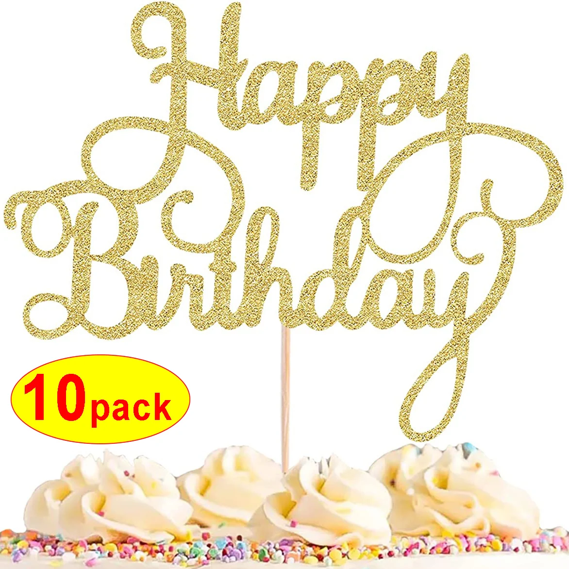 Cake Toppers 1-10pcs Happy Birthday Glitter Letter for Party Decoration