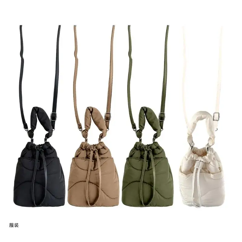 D0UD Stylish and Portable Nylon Down Shoulder Bags Handbag Crossbody Bucket Bag for Outdoor Enthusiasts