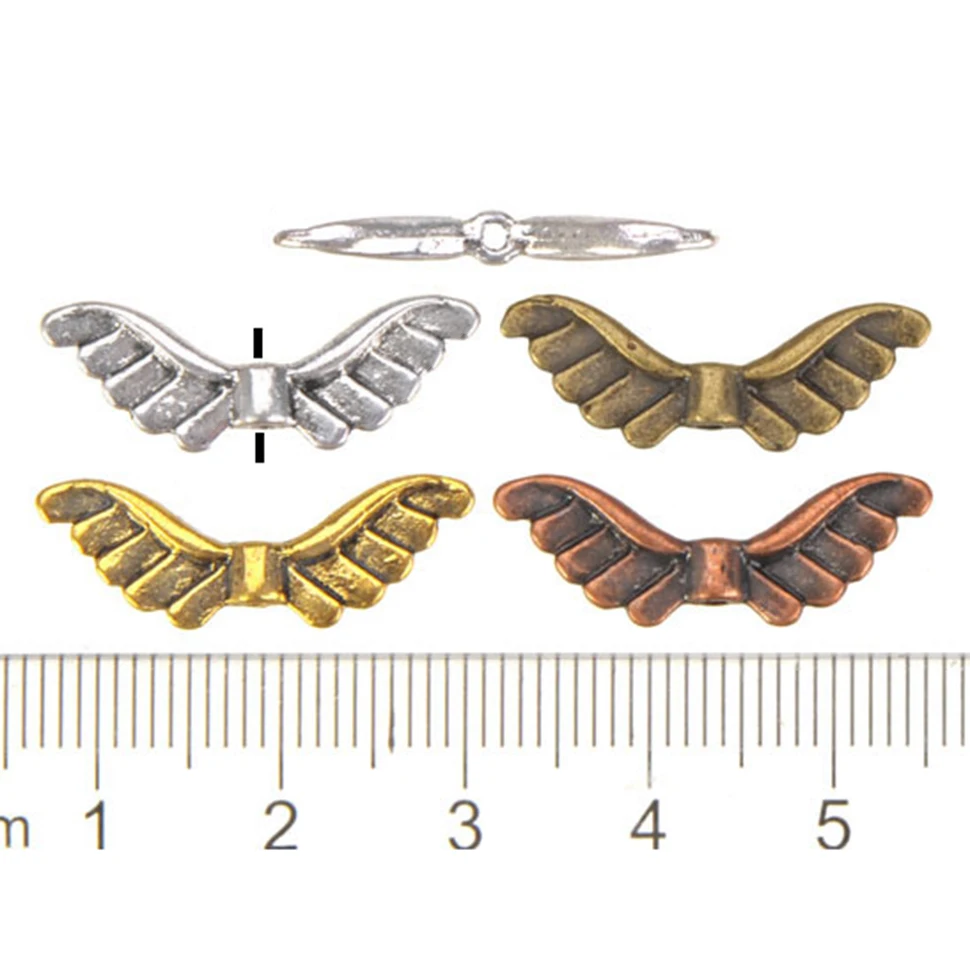 

60pcs/lot Angel Wings Spacer Beads For Handicrafts Making Antique DIY Findings Metal Jewellery Components Wholesale