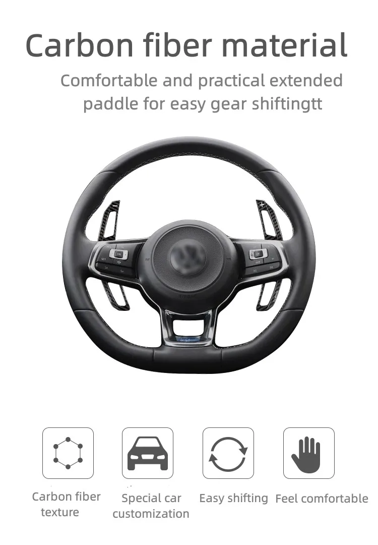 Carbon Fiber Paddle Shift For Golf 7 MK7 T-carbon Shift Paddles Replacement Type Car Steering Wheel Paddle Shifter