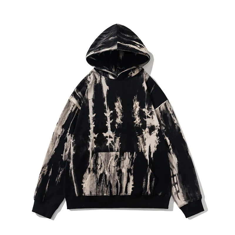 

Fashion High Street Tie Dye Hip Hop Hoodies Streetwear Loose Fit Oversized Y2K Sweatshirt Hooded Pullover Hoody Tops