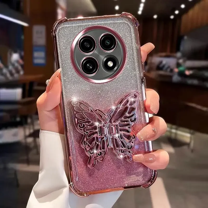 Gradient Glitter Butterfly Holder Shockproof Soft Back Cover