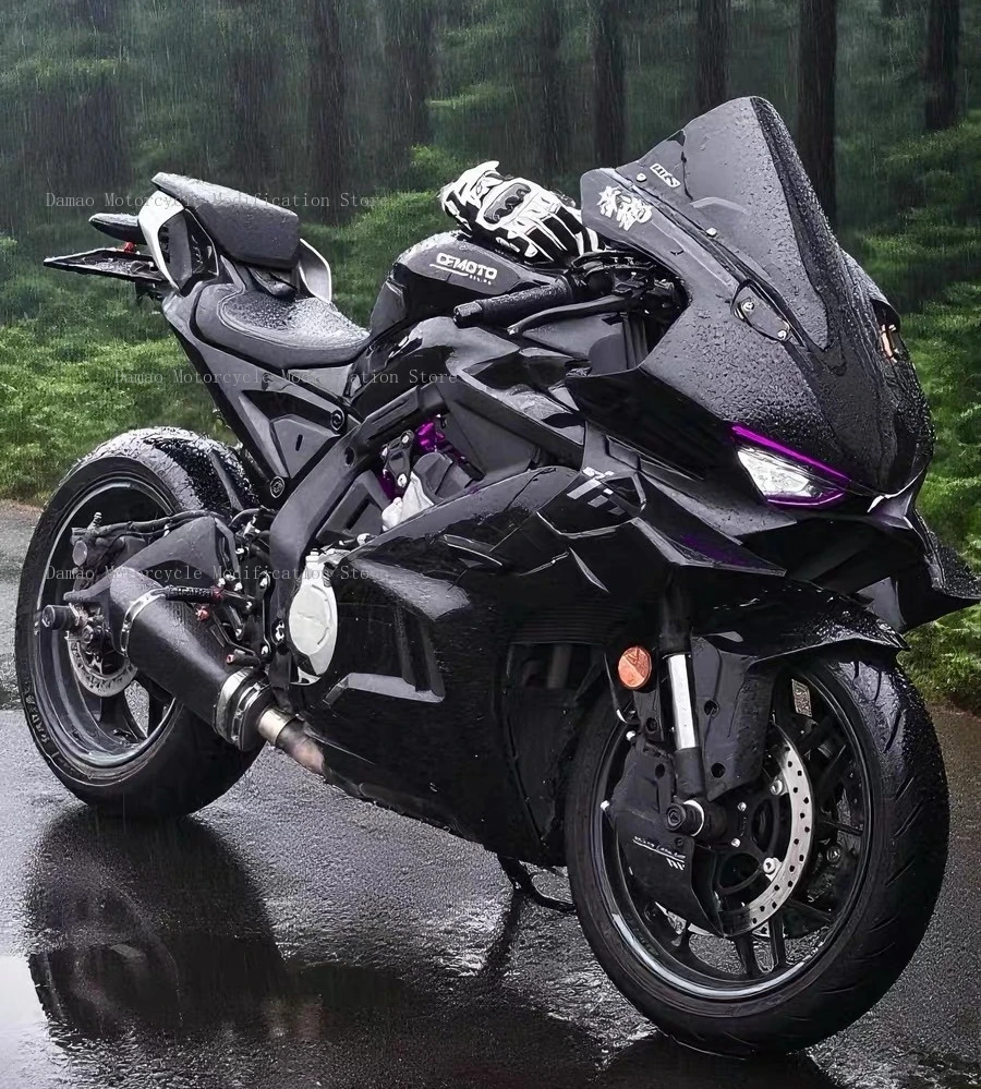 CFMOTO 675SR SS 개조 블랙 나이트 윈드쉴드, 디플렉터, 사이드 윙, 에어 디퓨저, 립, 리어 혼, 바디 키트, 포스트 카발 크레스트