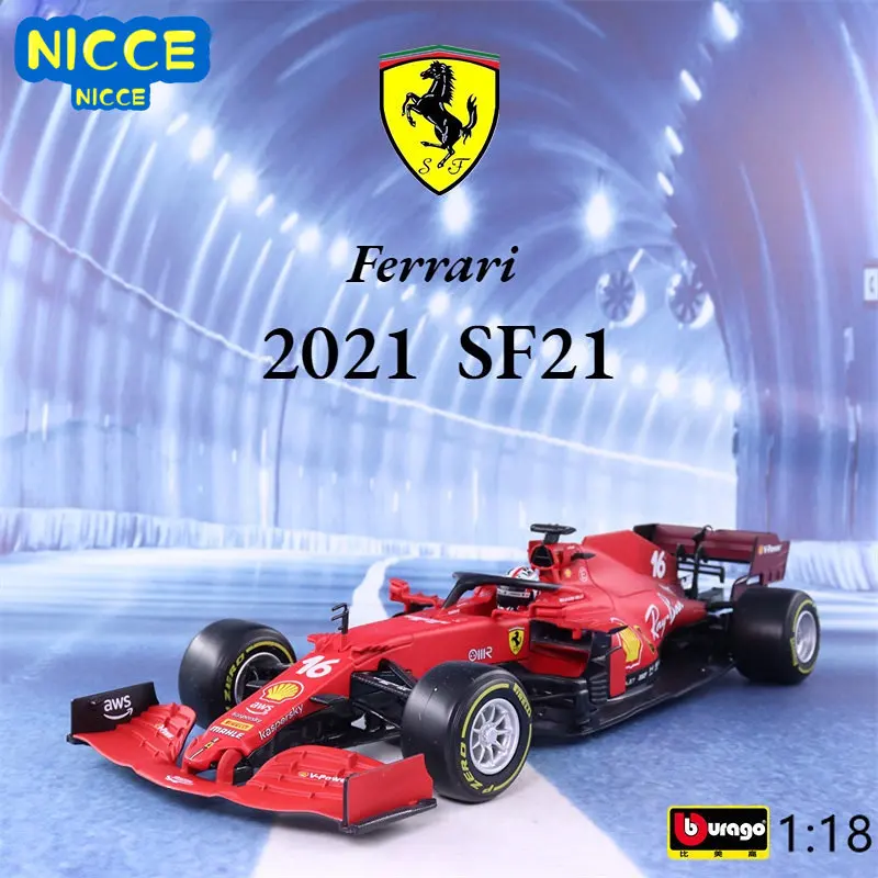 Bburago 1:18 2021 FERRARI SF21 F1 Racing #16 #55 Carlos Sainz Formula Car Static Vehicles Collectible Model Car Toys B738