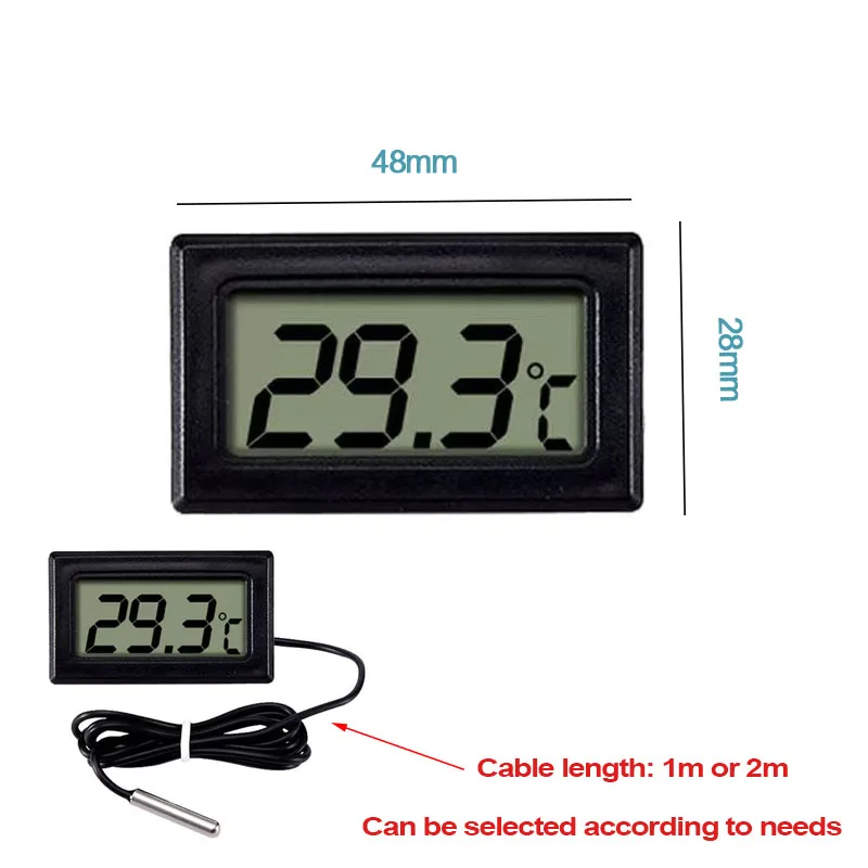 Mini Digital Thermometer Pet Electronic LCD Display Temperature Meter for  Reptile Box Fish Tank Temperature Measure