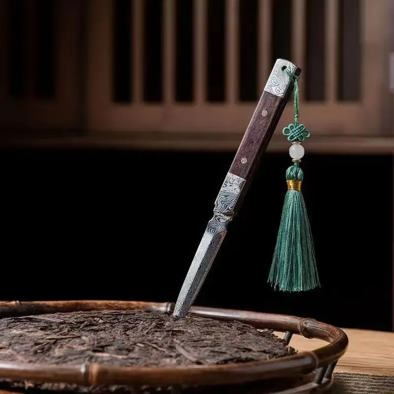 High-Grade Solid Wood Tea Knife Handmade Pure Copper Tea Needle Set Stainless Steel Pu'er Cake Utensils