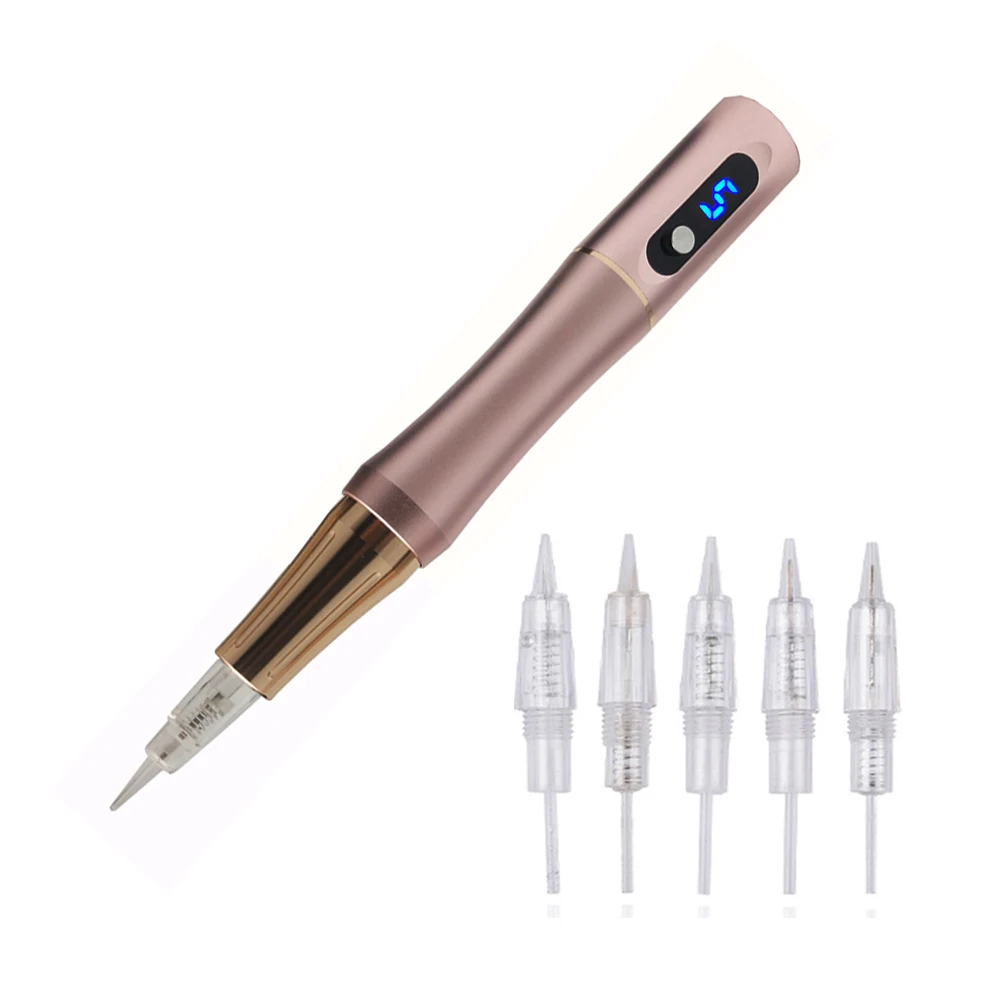 High Quality PInk LED Permanent Makeup Tattoo Eyebrow Machine With Screw Needles Cartridge