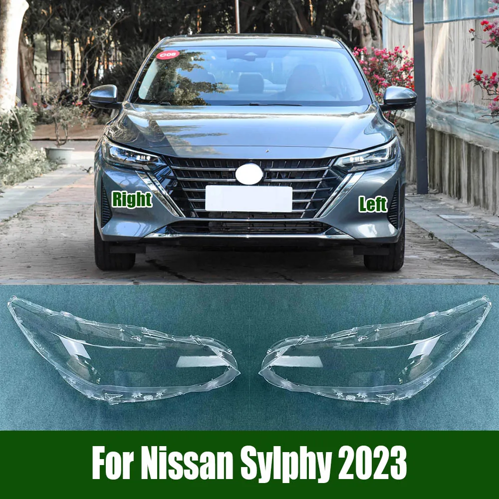 For Nissan Sylphy 2023 Front Headlight Shell Transparent Headlamp Cover Lamp Shade Plexiglass Replace Original Lampshdade