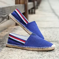 Men's Solid Color Minimalist Style Handmade Linen Soled Grass Woven Canvas Comfortable for The Elderly Outdoor Sports Shoes 2
