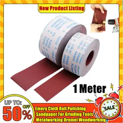 Rouleau de tissu émeri de grain de 60 à 1000, 1 mètre, papier de verre de polissage pour outils de meulage, travail des métaux, meubles de menuiserie Dremel 