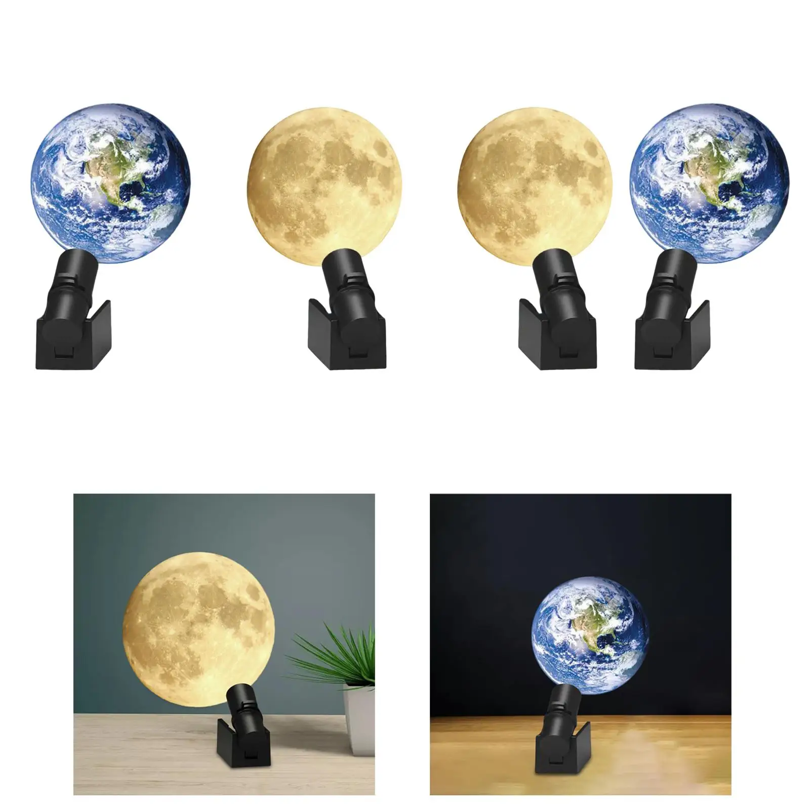 Projector Light USB Powered Decorative Earth/Moon Bedside Lamps for Party
