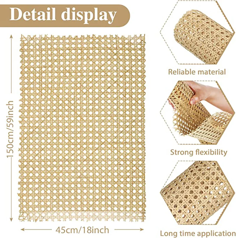 45x350cm Wide Rattan Woven Tape Woven Open Grid Cane For Furniture Cabinet Chair Ceiling plastics rattan webbing