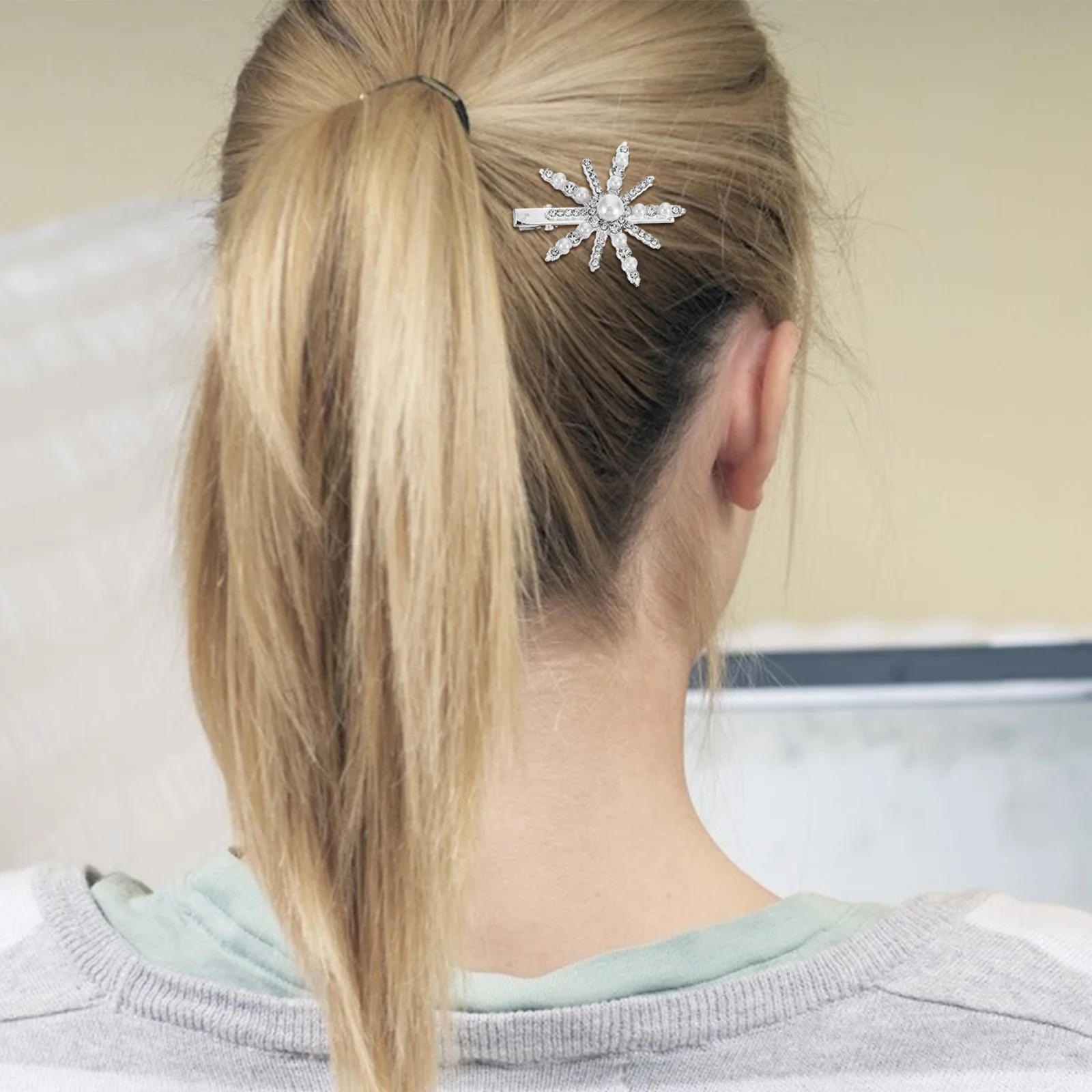 

5 Pcs Rhinestones Hairpin Bride Girls Accessories Winter Snowflake Hairpins Pearl Clips