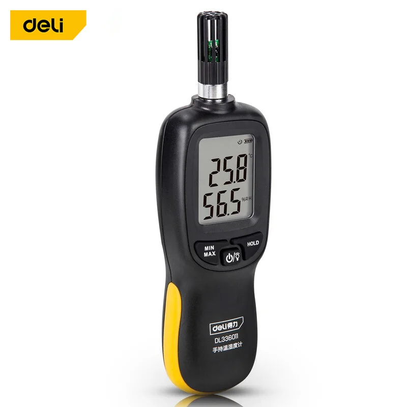 

DELI Digital Thermometer High Precision Humidity & Temperature Sensor Meter Backlight Data Storage Thermo-Hygrometer