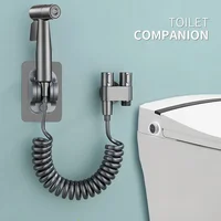 Handheld 304 Bidet Sprayer for Toilet, Bathroom Bidet Attachment with 1-In-2-Out Dual Control Valve, Retractable Spring Hose 2