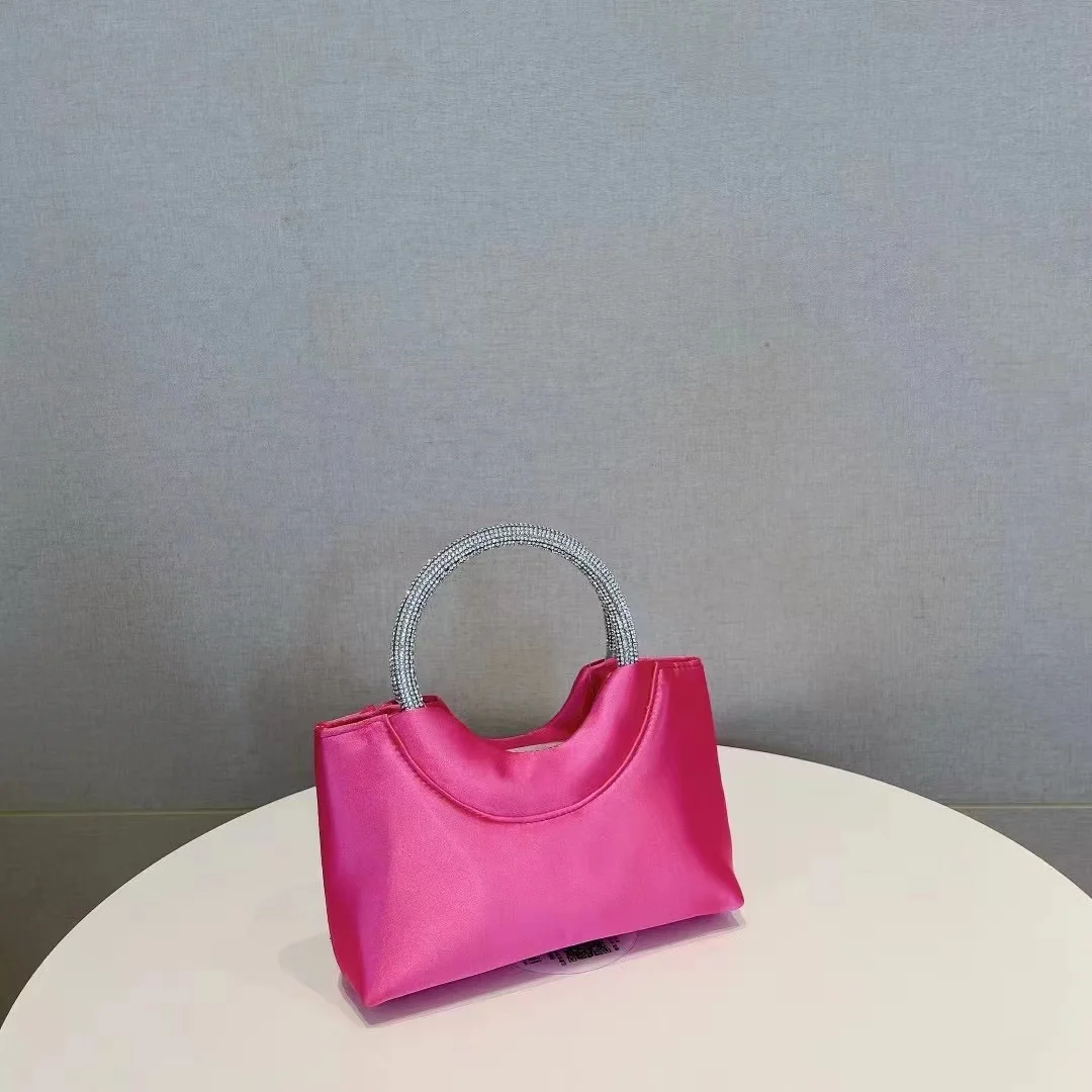 Luxury Satin Women's Handbag Glitter Shiny Rhinestones Diamonds Evening Bag Wedding Party Clutch Purse  Shoulder Crossbody Bag