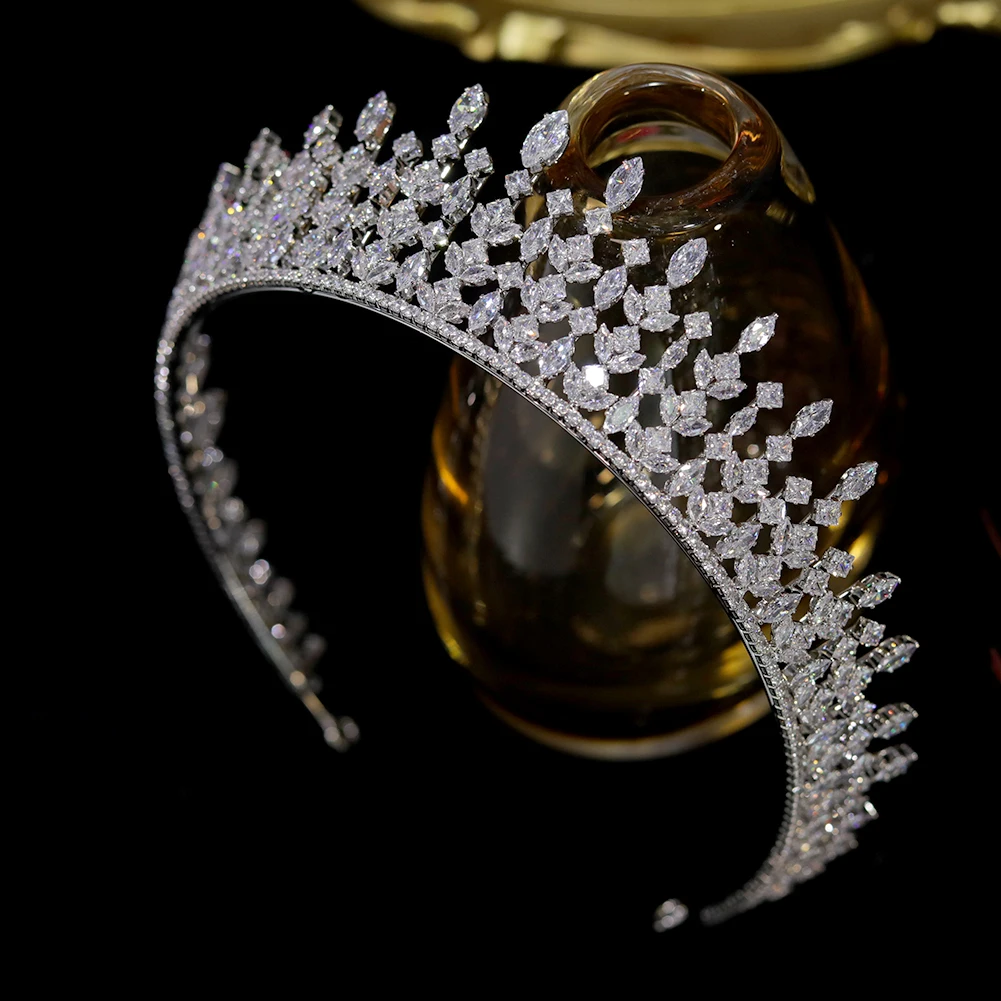 thumbnail image 1 of ASNORA-Tiara de cristal de circonita cúbica para mujer, corona nupcial, accesorios para el cabello de boda, diadema larga para fiesta, joyería CZ, 1 of 6