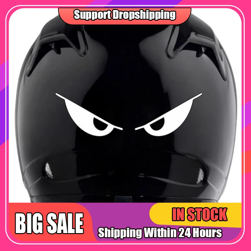 1PC PET Reflective Car Sticker Motorcycle Helmet Evil Eyes Shape Body