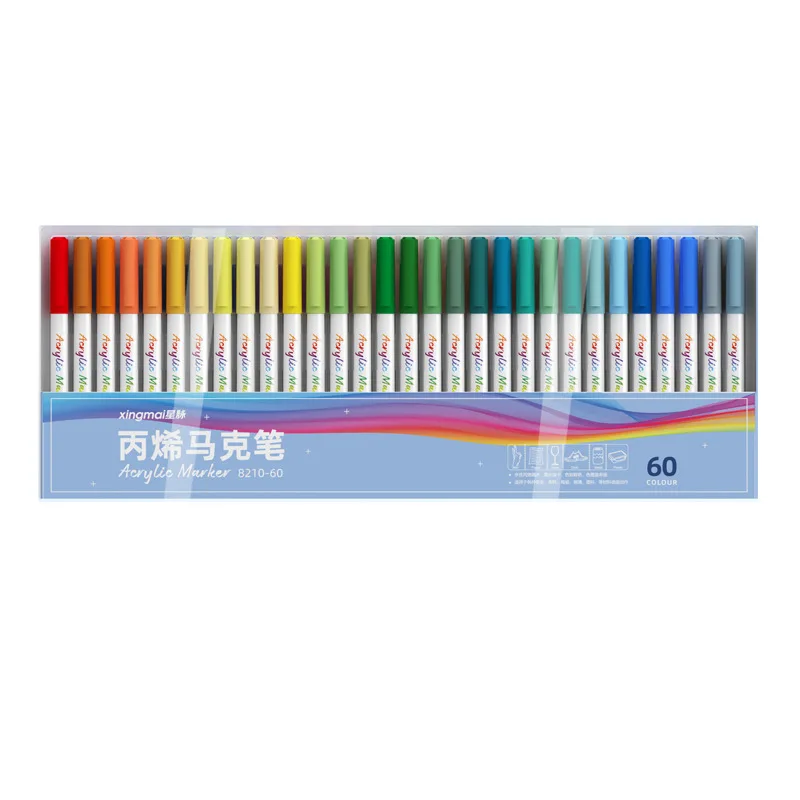 60 Colors Acrylic Paint Pens Brush Marker Pen for Rock Painting, Stone, Ceramic, Glass, Wood, Canvas ,DIY Art Making Supplies