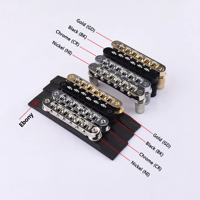 6 string Tune-O-Matic Roller Saddle Bridge For LP SG  Archtop Jazz Guitar With Ebony Base