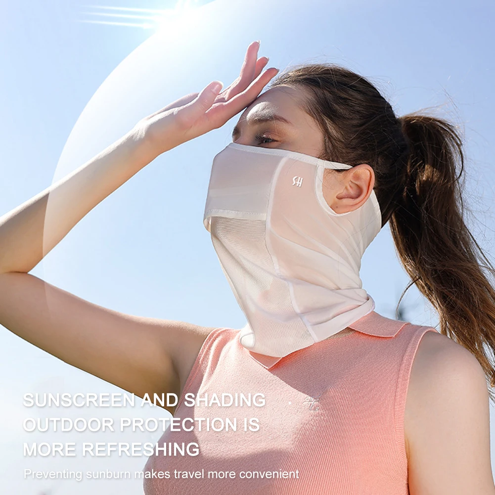 Ice Silk UV Sun Protection Mask Adjustable Full Face Sun Protection Mask Anti Ultraviolet Thin for Summer Outdoor Activities 2