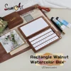 SeamiArt 1pc Black Walnut Wood Rectangle Painting Box with Palette Half Pans for Watercolor Subpackage Storage Art Supplies 1