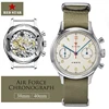 RED STAR 38mm Men's 1963 Chronograph Mechanical Watch Pilot with Seagull Movement ST1901 Air Force Aviation Sapphire Goose 40mm 1