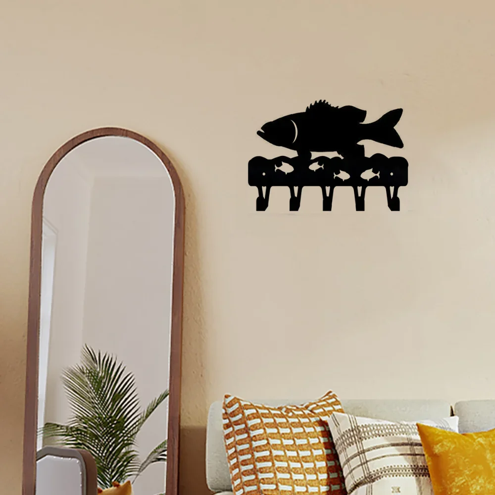 Crochet 1pc Bass Fish Key Rack Hanger, Iron Wall Stickers Wall-mounted, Hooks, Key Holder, Key Hanger, Towel Rack, Coat Rack 6