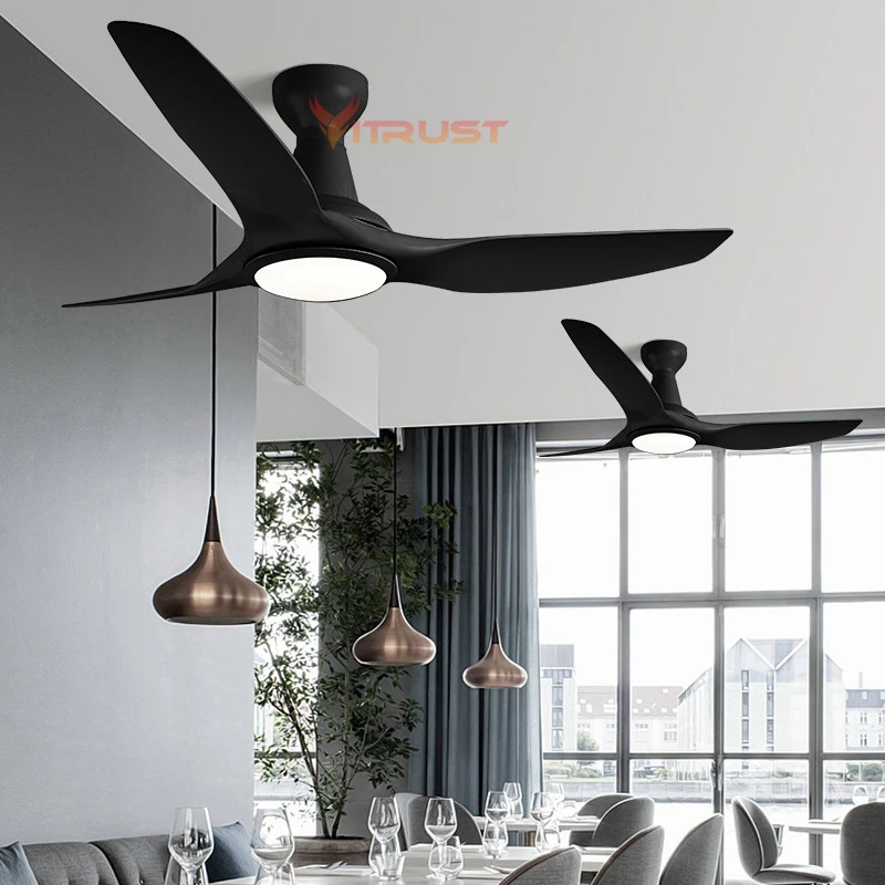 Tuya Smart Ceiling Fan LED Light DC Motor Strong Wind Mute Ceiling Fan Lamp Black White 52Inch 60in 110V 220V Remote Control