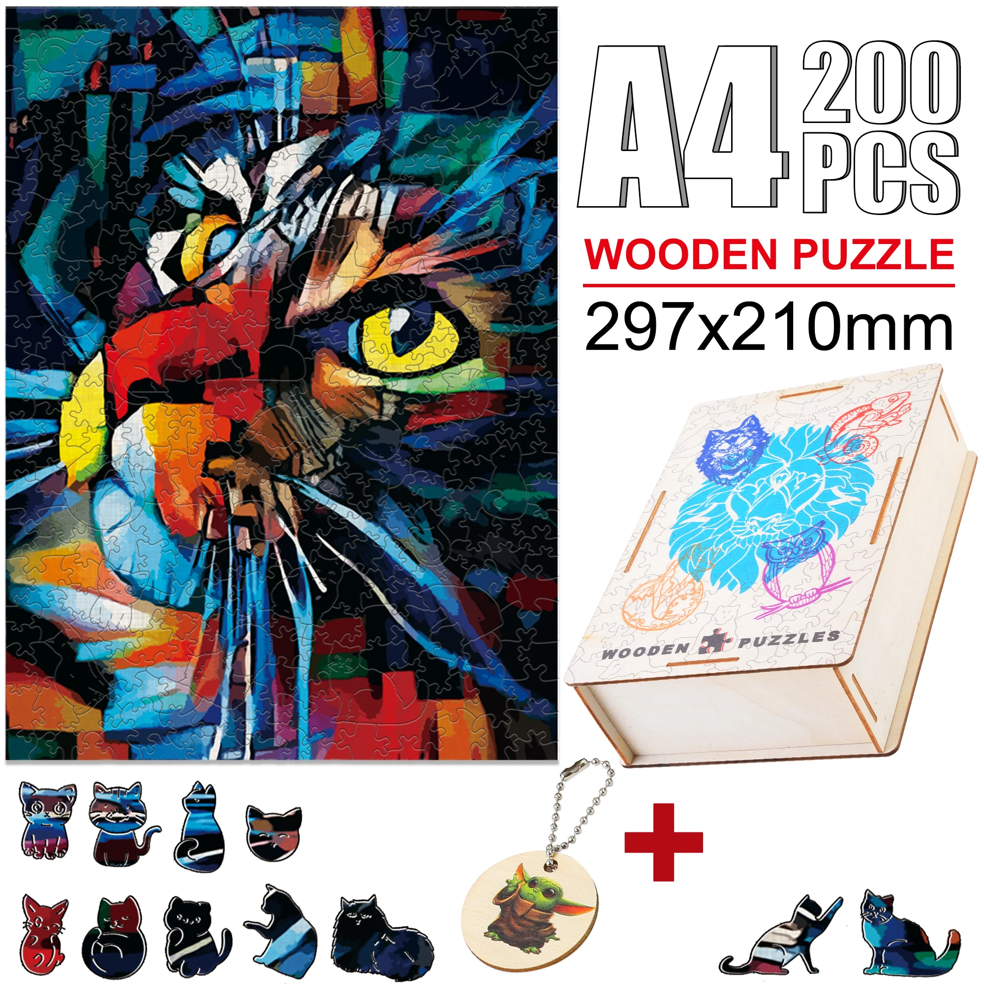 

Top Quality Mysterious Kitty Puzzle Games Charming Wooden Animal Jigsaw Puzzles For Adults Kids Popular Intellectual Toy