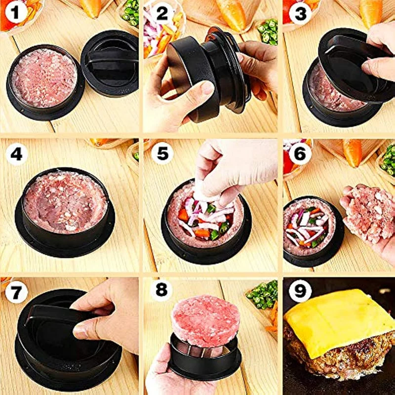 DIY Meat Compactor Manual Hamburger Meat Pie Rice Ball Pressing Mold Plastic Hamburg Press Tool Set Kitchen Accessories
