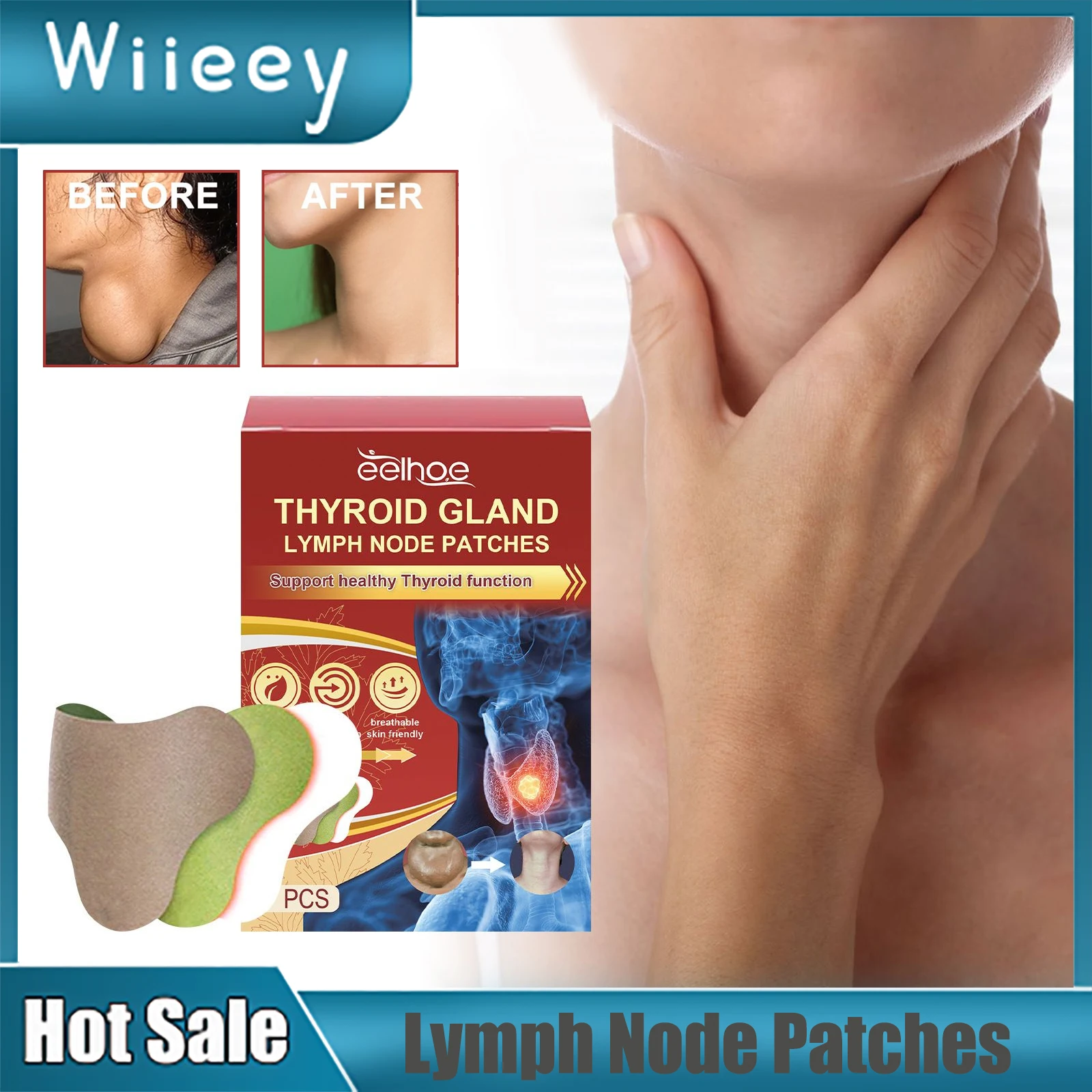 Lymphatic Detox Patch Drainage Thyroid Gland Stickers Effective Painless Treatment Heating Neck Anti Swelling Lymph Node Patches_voghion.com