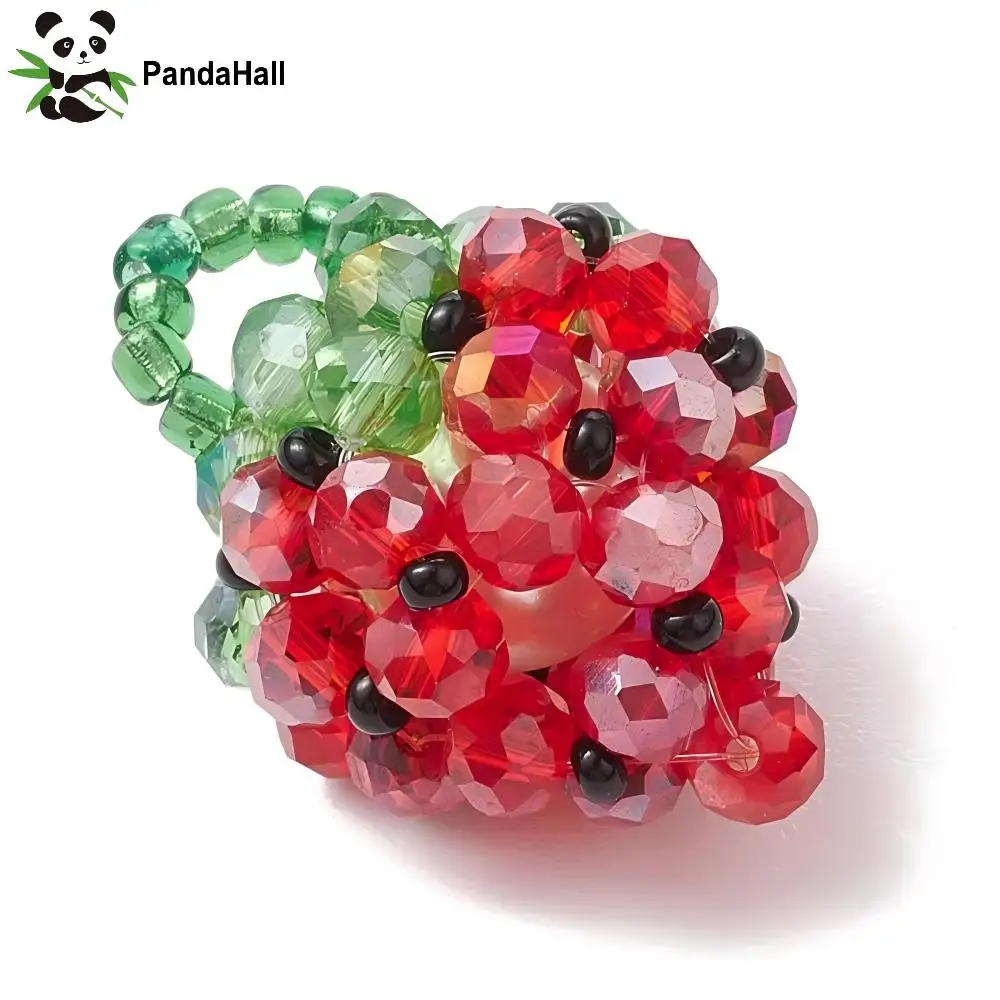 PandaHall 10 Stück Rote Erdbeer-Glasperlen-Anhänger Handgefertigte Perlen-Frucht-Charms für DIY Schmuck Halsketten Ohrringe Herstellung