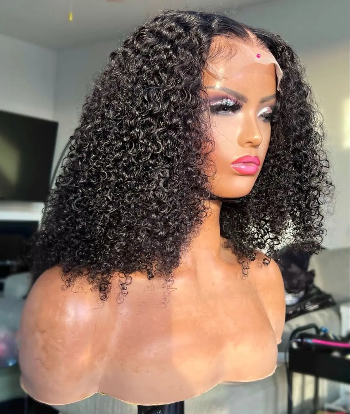 Jerry Curly 13x4 Lace Front Wig Short Bob Frontal Human Hair Wigs Deep Wave Brazilian Remy PrePlucked 4x4 Closure 180 Density |